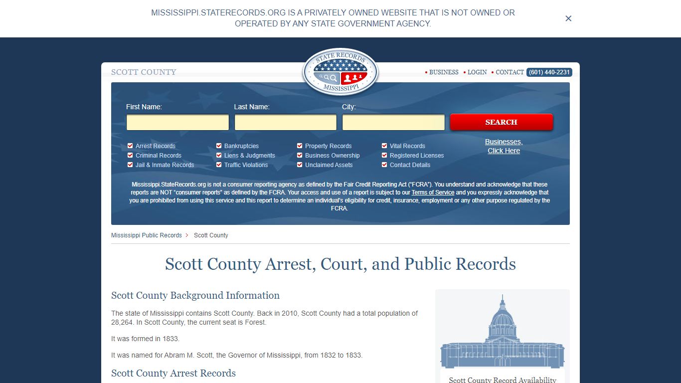 Scott County Arrest, Court, and Public Records