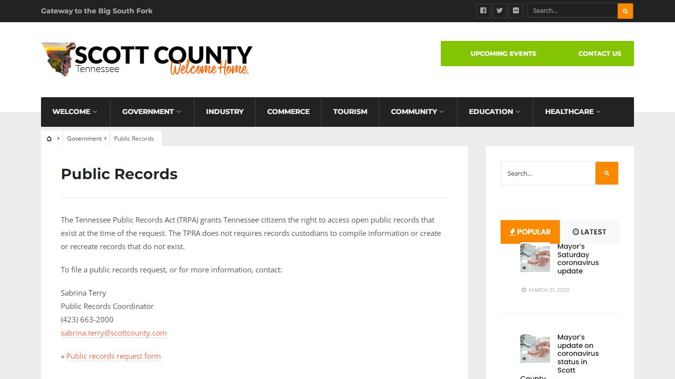 Public Records – Scott County, TN